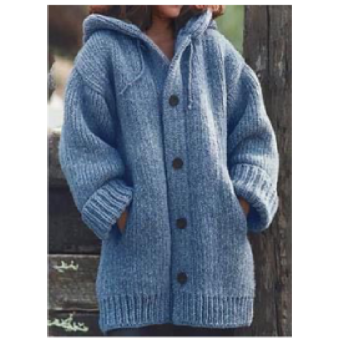 Kuscheliger Strickmantel Mit Kapuze Für Damen – Célinea