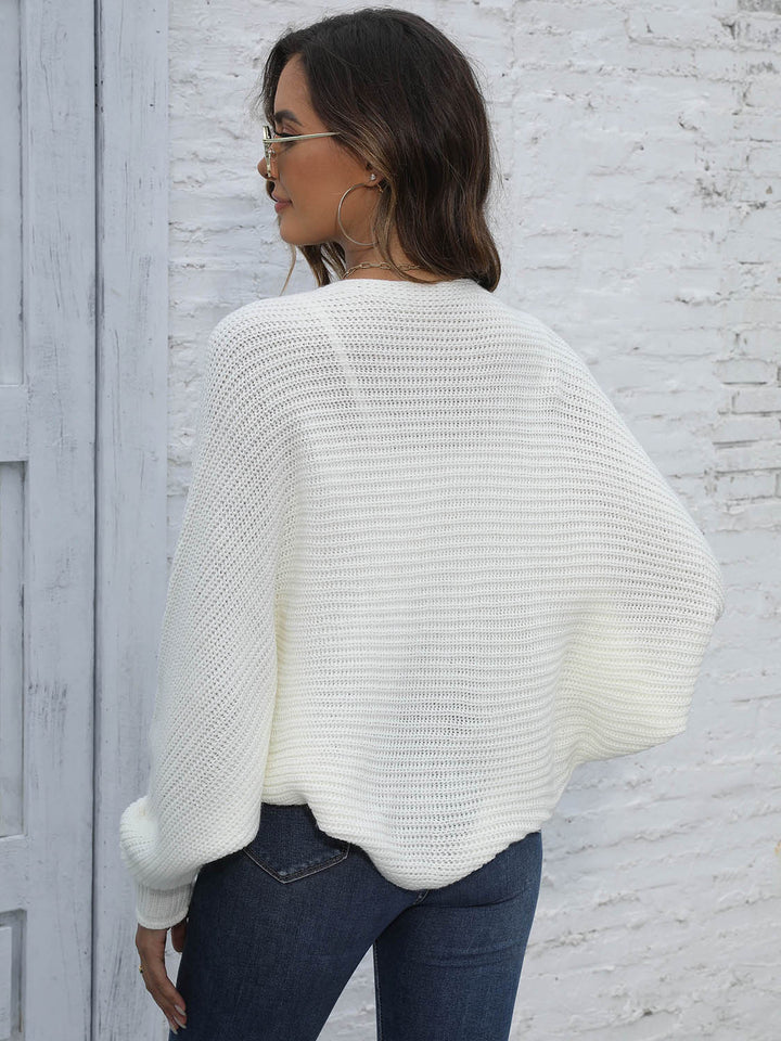 Bat Sleeve Offenes Front Kurzes Cardigan – Veloura