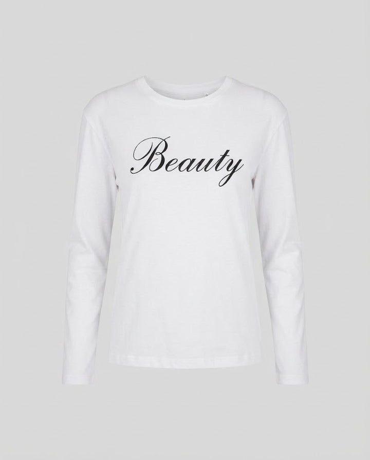Damen langärmliges leichtes Oversize-Shirt mit Script-Print und Rundhalsausschnitt Echo Archiv
