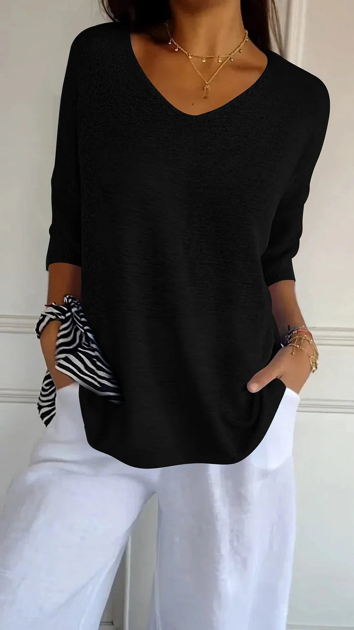 Echoarchiv | Bequemes Damen Stricktop mit V-Ausschnitt