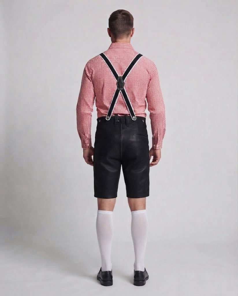 Herren Trachten Lederhosen mit dekorativen Riemen Echo Archiv