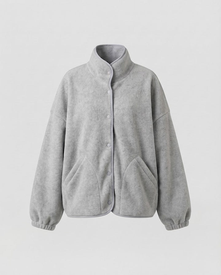 Damen Oversize-Fleecejacke mit Ballonärmeln und verdeckter Druckknopfleiste Echo Archiv