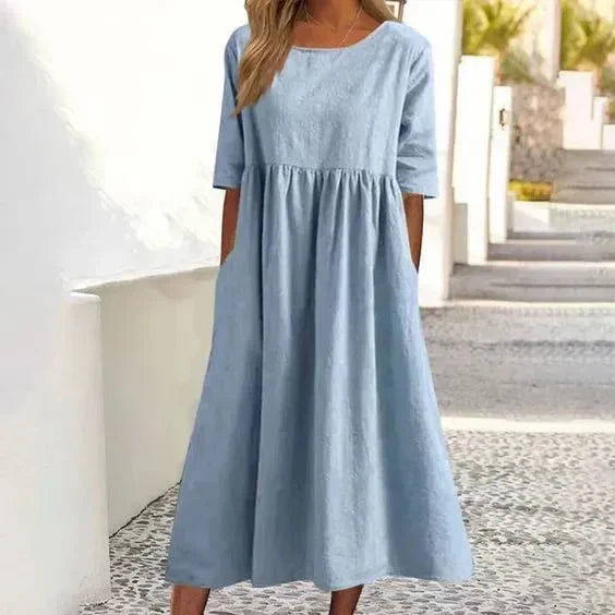 Echoarchiv | Hochwertiges Baumwoll-Leinen-Kleid