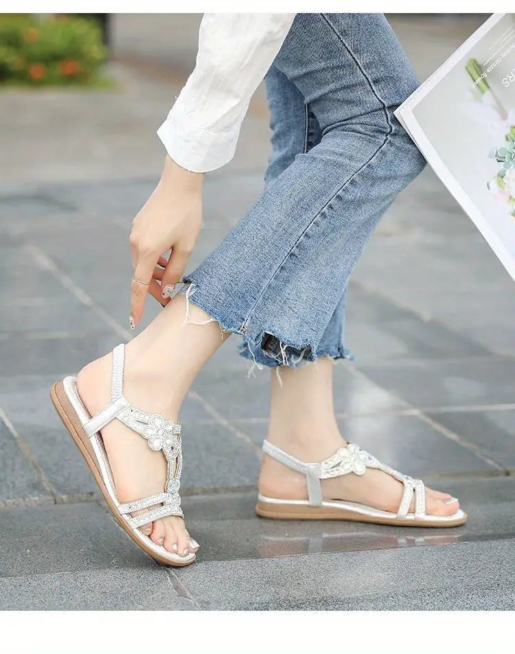 Echoarchiv | Flache Sandalen Schick Elastischer Knöchelriemen