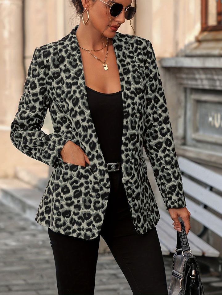 Echoarchiv | Eleganter Business Langblazer mit Leopardenmuster für alle Jahreszeiten