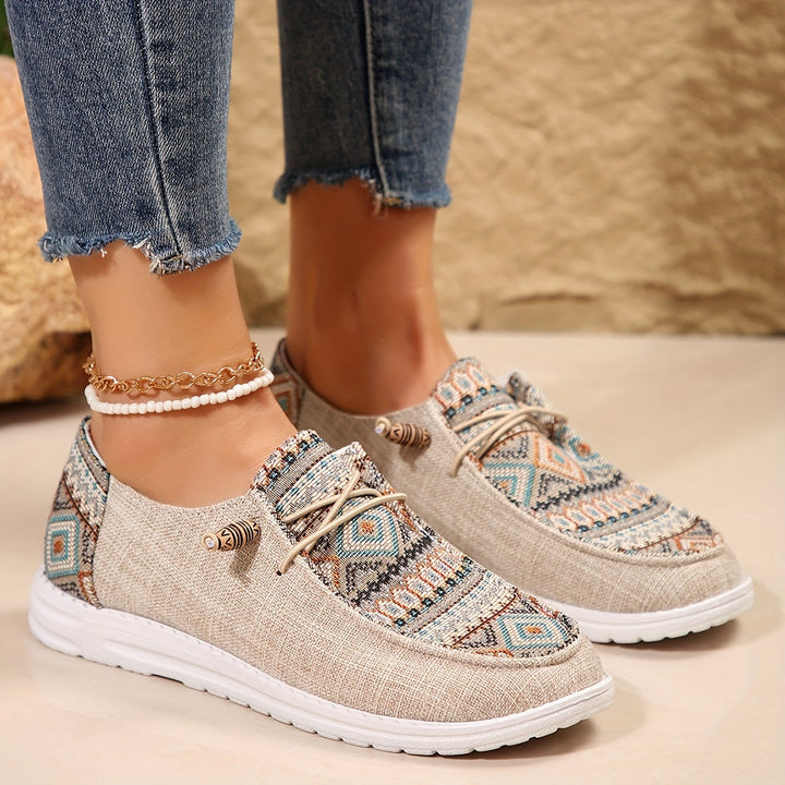 Emily Ethnischer Stil Bedruckte Leinenschuhe für Frauen Echoarchiv