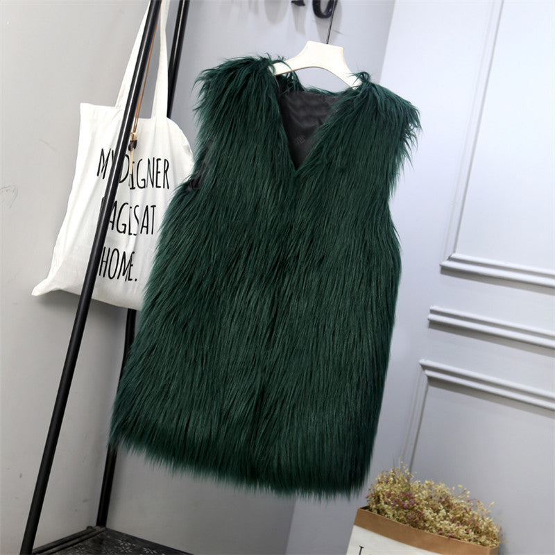 Damen Modische Kunstfell-Weste im trendigen Oversized-Schnitt Echoarchiv