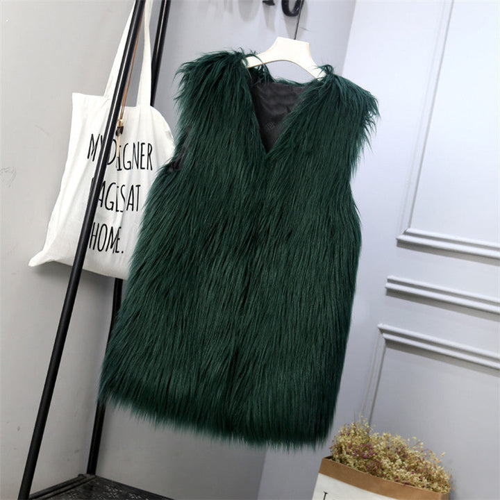 Damen Modische Kunstfell-Weste im trendigen Oversized-Schnitt Echoarchiv