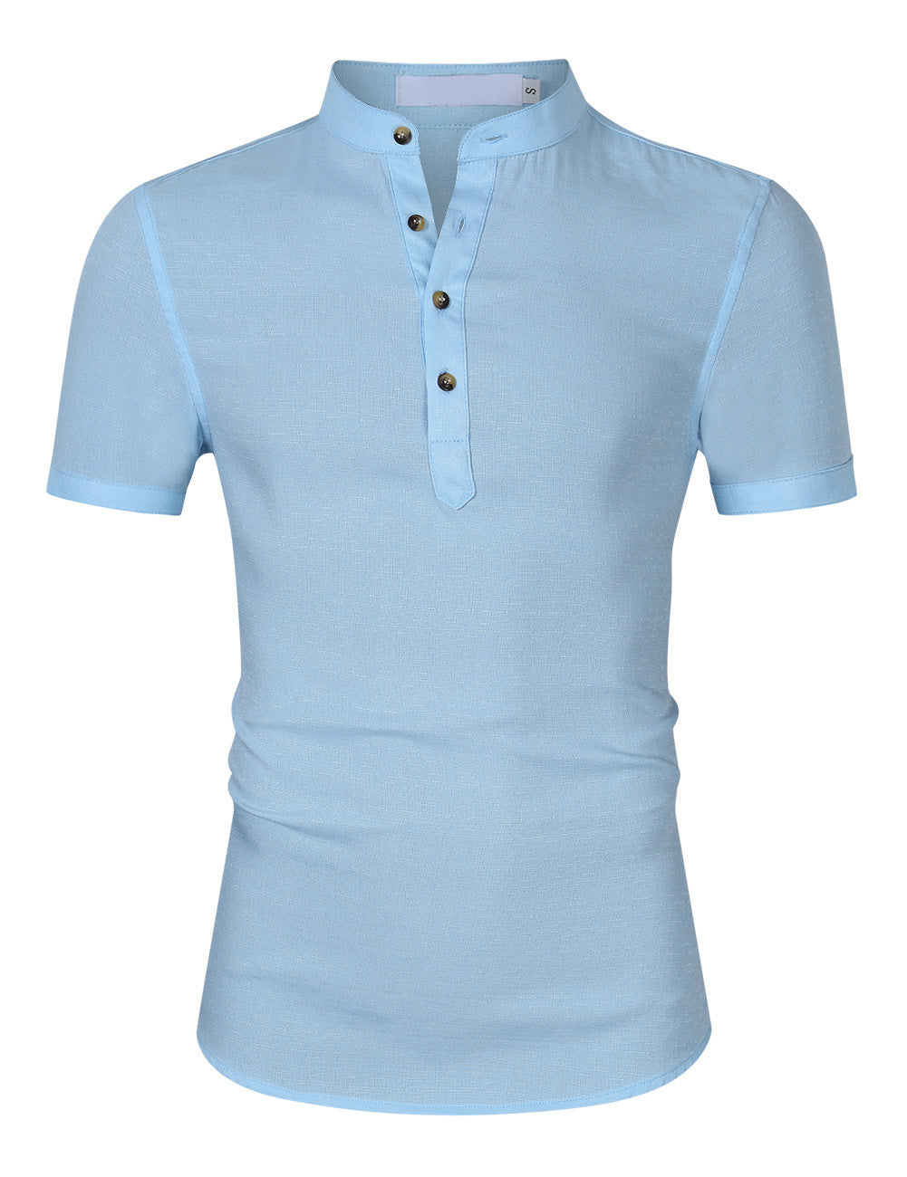 Herren Kurzarm Shirt mit Stehkragen und Knopfdetails Echoarchiv