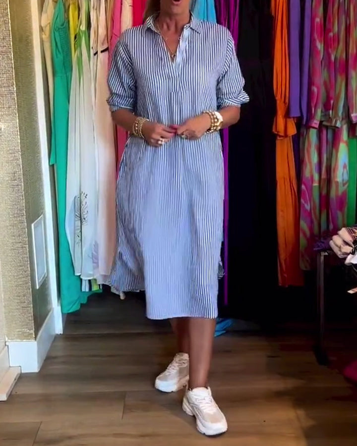 Echoarchiv | Gestreiftes Hemdkleid In Lässiger Passform