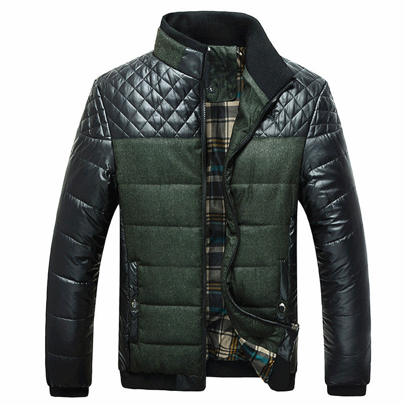 Herren Modische Steppjacke mit Kunstlederdetails Echo Archiv