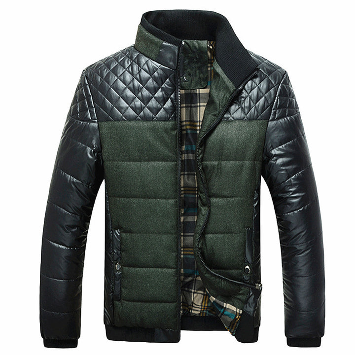Herren Modische Steppjacke mit Kunstlederdetails Echo Archiv