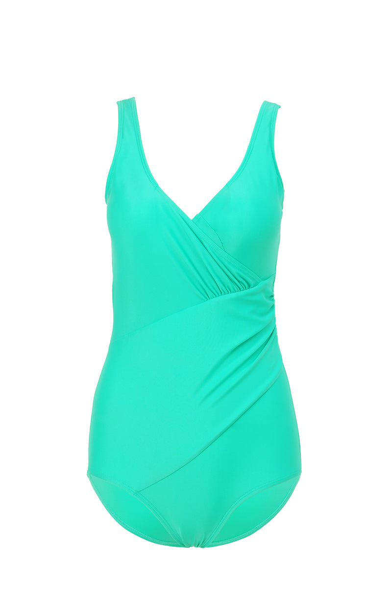 Damen Eleganter Wickel-Badeanzug mit modellierenden Einsätzen Echo Archiv