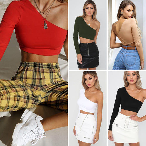 Damen Schulterfreies Crop-Top Echo Archiv