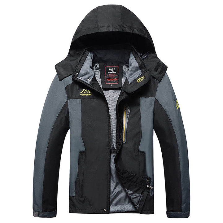 Herren dreilagige Softshell-Outdoorjacke mit abnehmbarer Kapuze und verschweißten Nähten Echoarchiv
