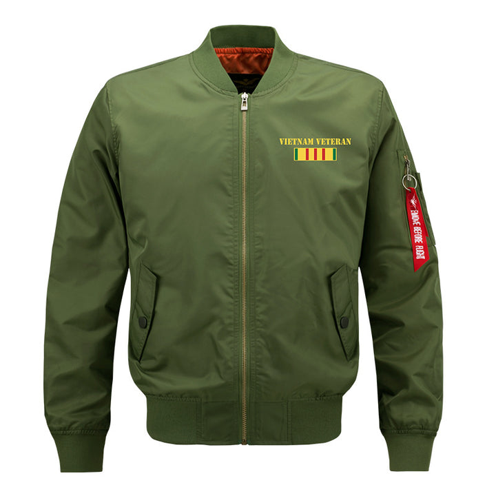 Männer's  gestickte Veteranen Pilot Bomberjacke mit Sleeve Utility Pocket Echo Archiv