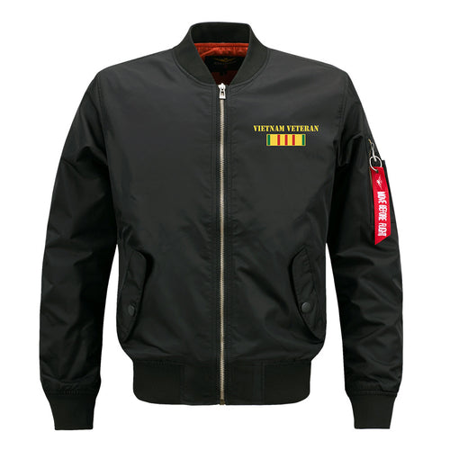 Herren  bestickte Vietnam Veteran Flug-Jacke mit Arm Utility-Tag und gesteppter Fütterung Echo Archiv
