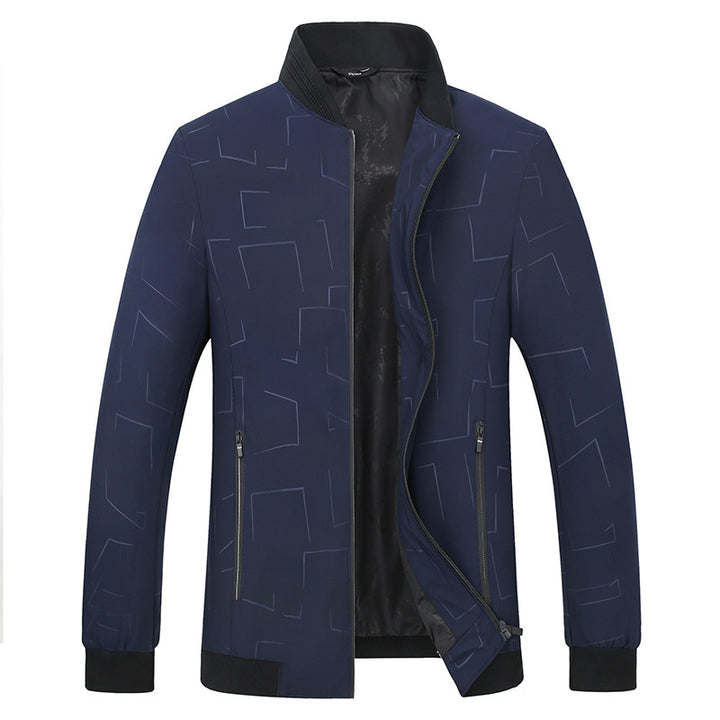 Herren Urbanes Softshell-Bomberjacke mit geometrischem Print und Rippbündchen Echo Archiv
