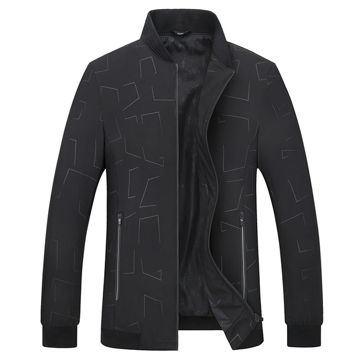 Herren Urbanes Softshell-Bomberjacke mit geometrischem Print und Rippbündchen Echo Archiv