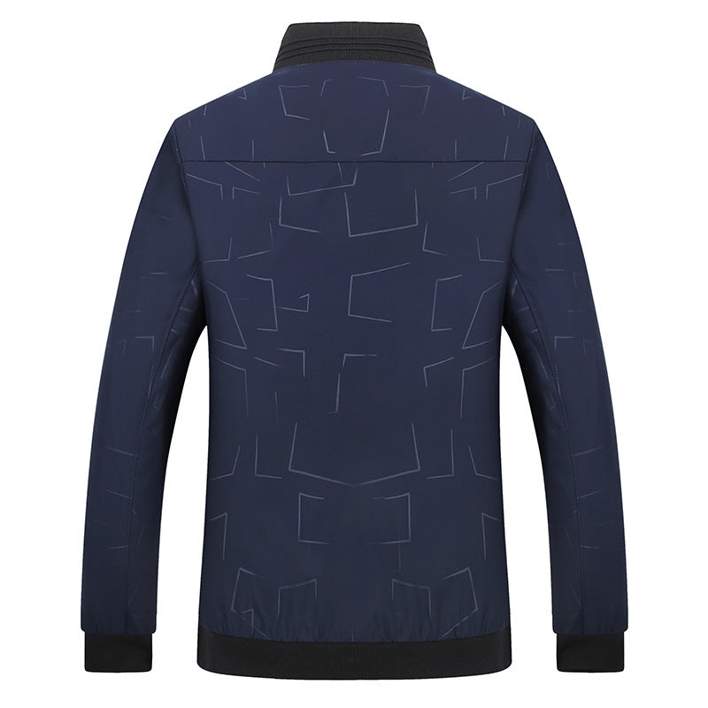 Herren Urbanes Softshell-Bomberjacke mit geometrischem Print und Rippbündchen Echo Archiv