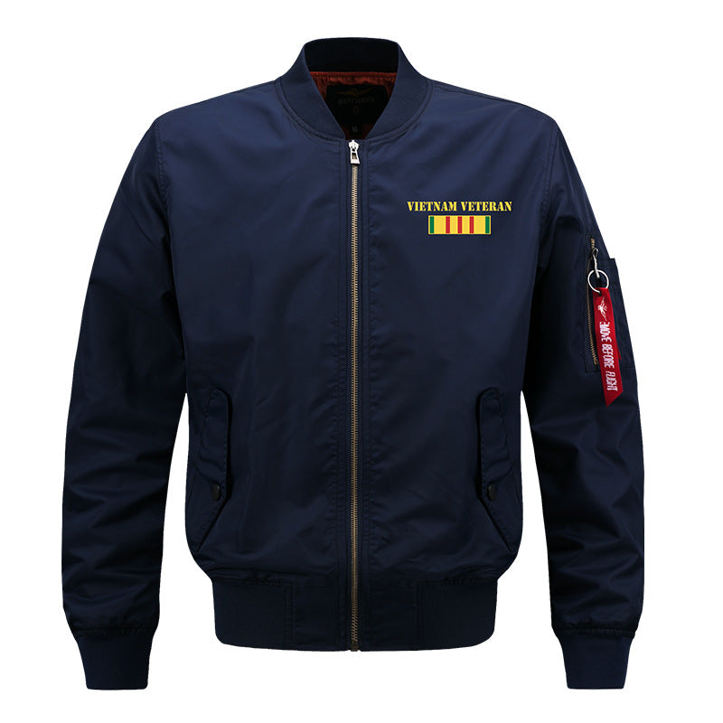 Herren  bestickte Vietnam Veteran Flug-Jacke mit Arm Utility-Tag und gesteppter Fütterung Echo Archiv