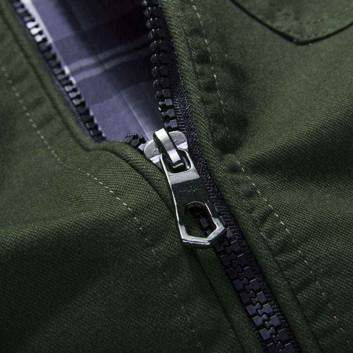 Herren lässige Utility-Jacke mit hoher Kragen und mehreren Taschen Echoarchiv