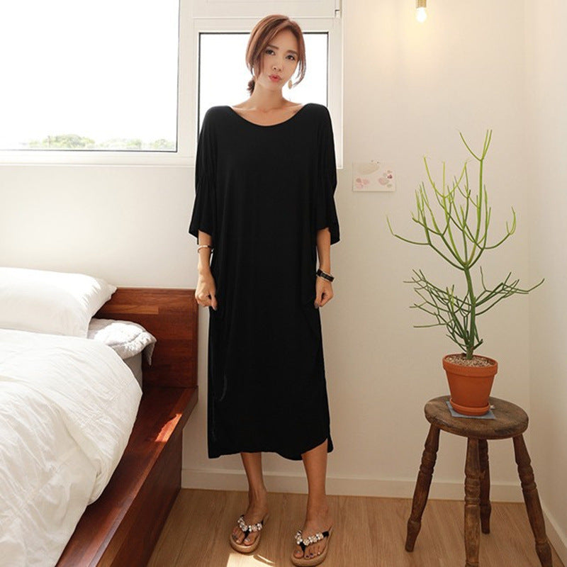 Damen Maxikleid mit tiefem V-Rücken, Twist-Detail und fließender Oversize-Silhouette – Valéora