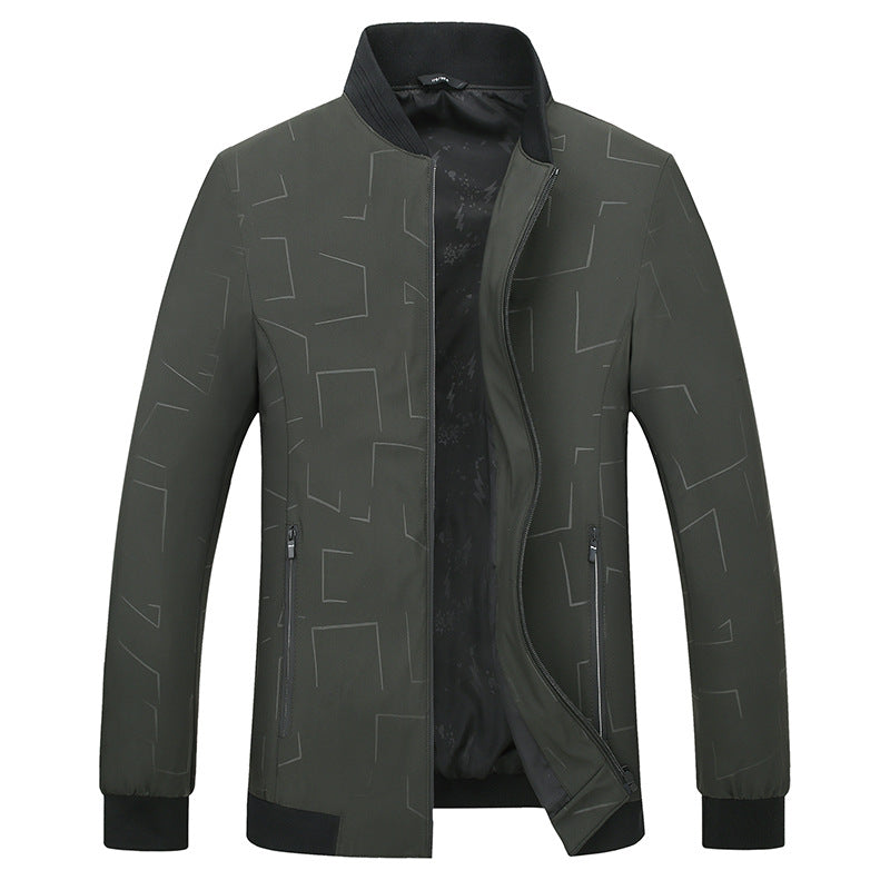 Herren Urbanes Softshell-Bomberjacke mit geometrischem Print und Rippbündchen Echo Archiv