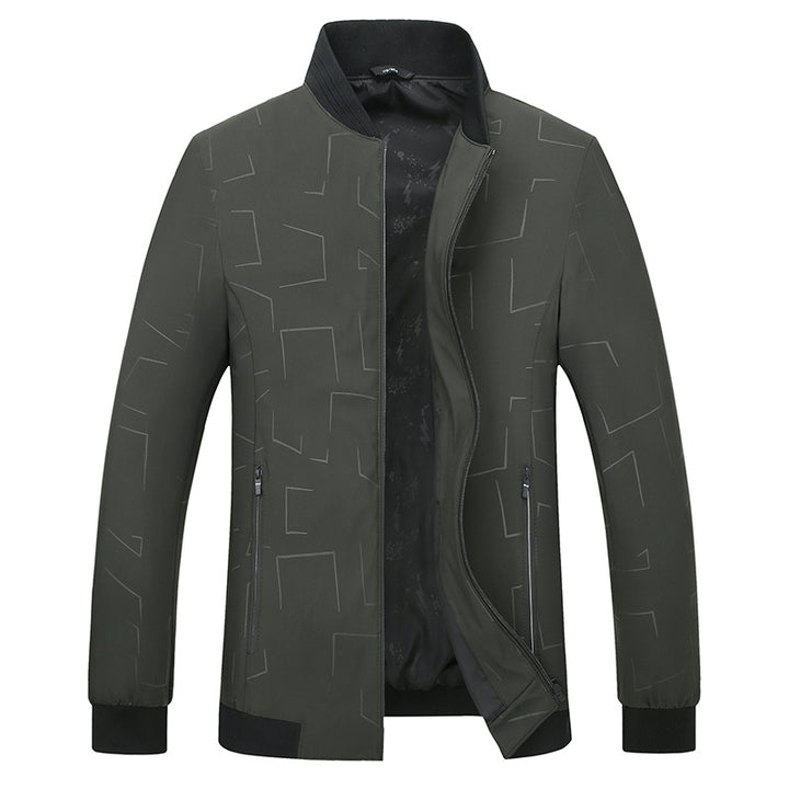 Herren Urbanes Softshell-Bomberjacke mit geometrischem Print und Rippbündchen Echo Archiv