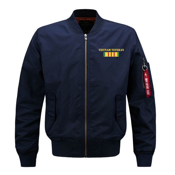 Männer's  gestickte Veteranen Pilot Bomberjacke mit Sleeve Utility Pocket Echo Archiv
