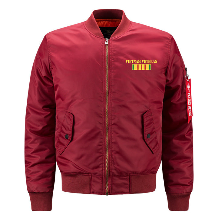 Männer's  gestickte Veteranen Pilot Bomberjacke mit Sleeve Utility Pocket Echo Archiv