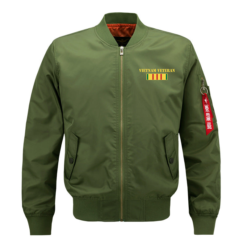 Herren  bestickte Vietnam Veteran Flug-Jacke mit Arm Utility-Tag und gesteppter Fütterung Echo Archiv