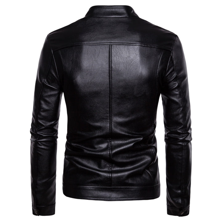 Herren Slim-Fit Lederoptik-Jacke mit Stehkragen, Ziernähten und durchgehendem Reißverschluss Echo Archiv