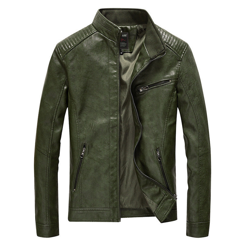 Herren Kunstlederjacke im Pilotenblouson-Stil mit gesteppter Schulterpartie und Stehkragen – Taviero