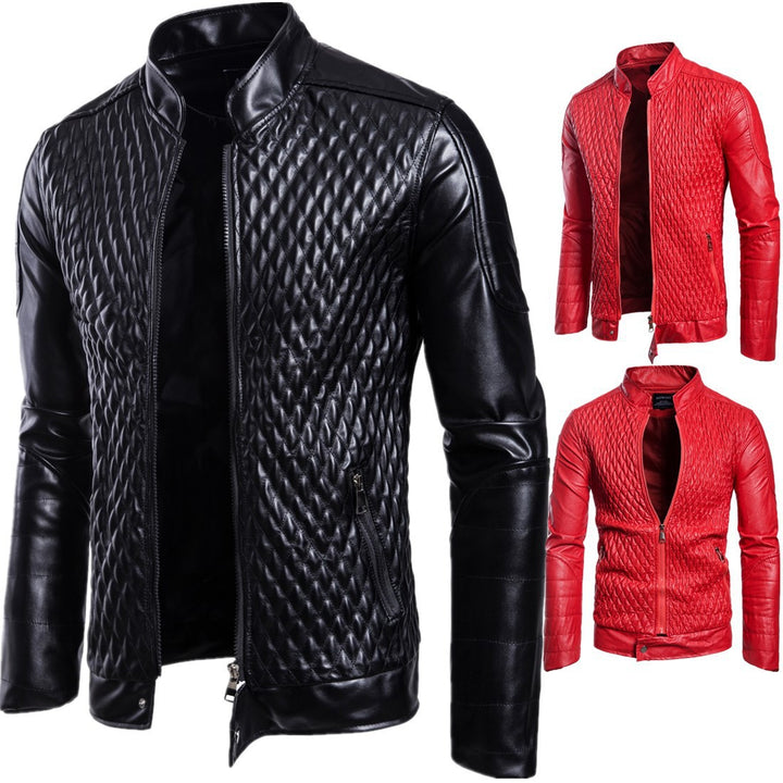 Herren modische Kunstlederjacke mit modernem Steppdesign Echoarchiv