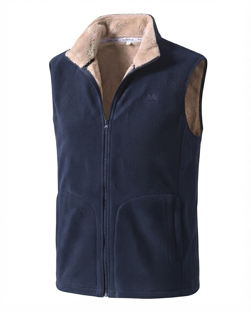 Herren Thermo Fleece Weste mit Sherpa Futter, hohem Stehkragen und versteckten Seitentaschen
