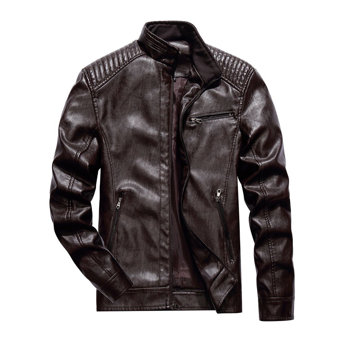 Herren Kunstleder Bikerjacke mit modernen Steppdetails Echoarchiv