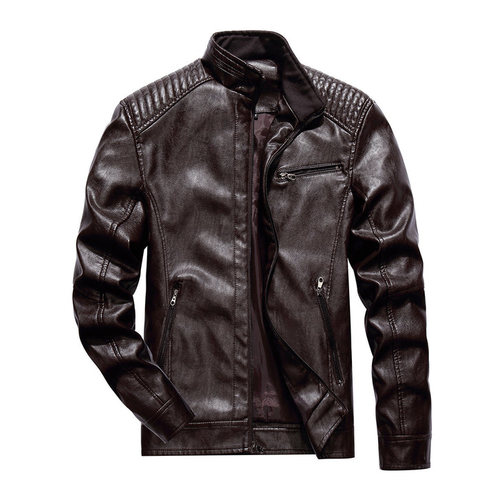 Herren Kunstleder Bikerjacke mit modernen Steppdetails Echoarchiv