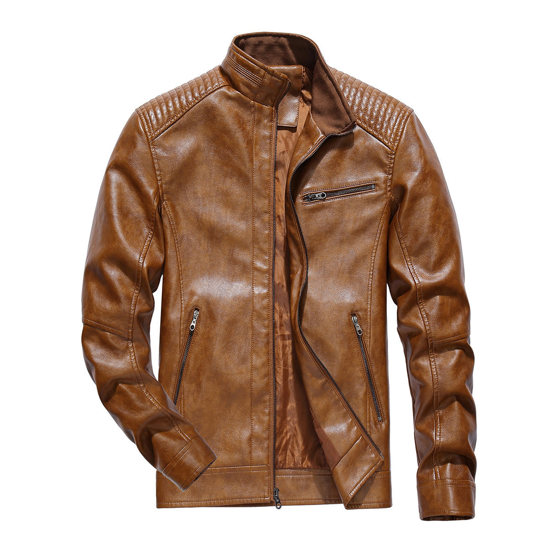 Herren Kunstleder Bikerjacke mit modernen Steppdetails Echoarchiv