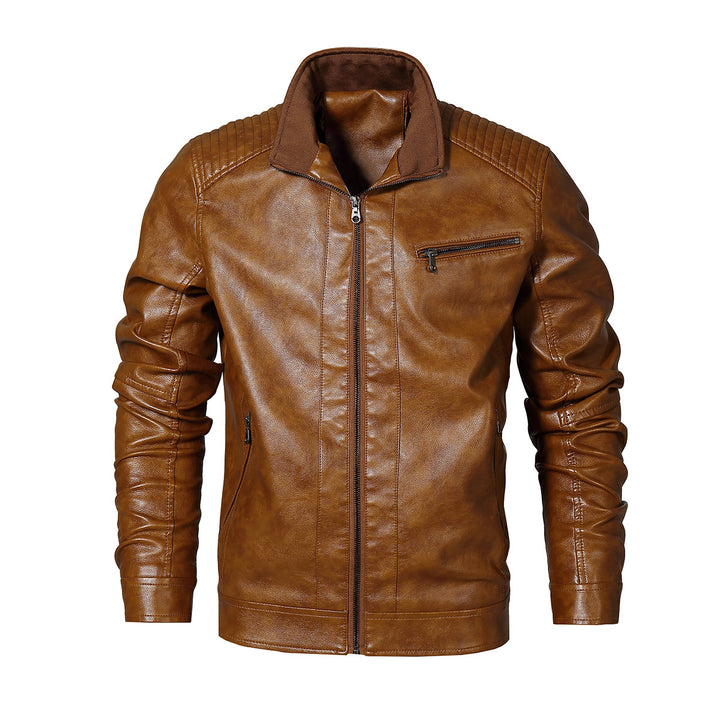 Herren Kunstleder Bikerjacke mit modernen Steppdetails Echoarchiv