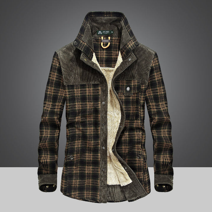 Herren Flanelljacke mit warmem Sherpa-Innenfutter und modischem Karomuster Echoarchiv