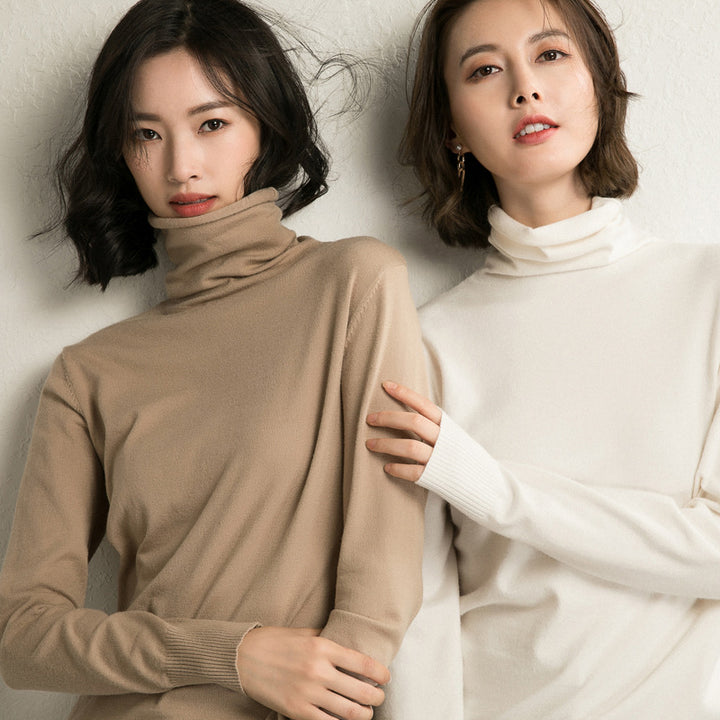 Damen leichter Feinstrick-Rollkragenpullover mit schmalem Schnitt Echoarchiv