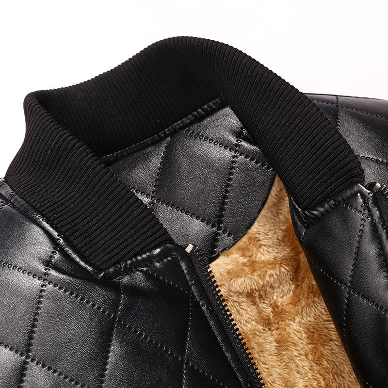 Herren gesteppte Lederjacke mit kuscheligem Innenfutter Echoarchiv