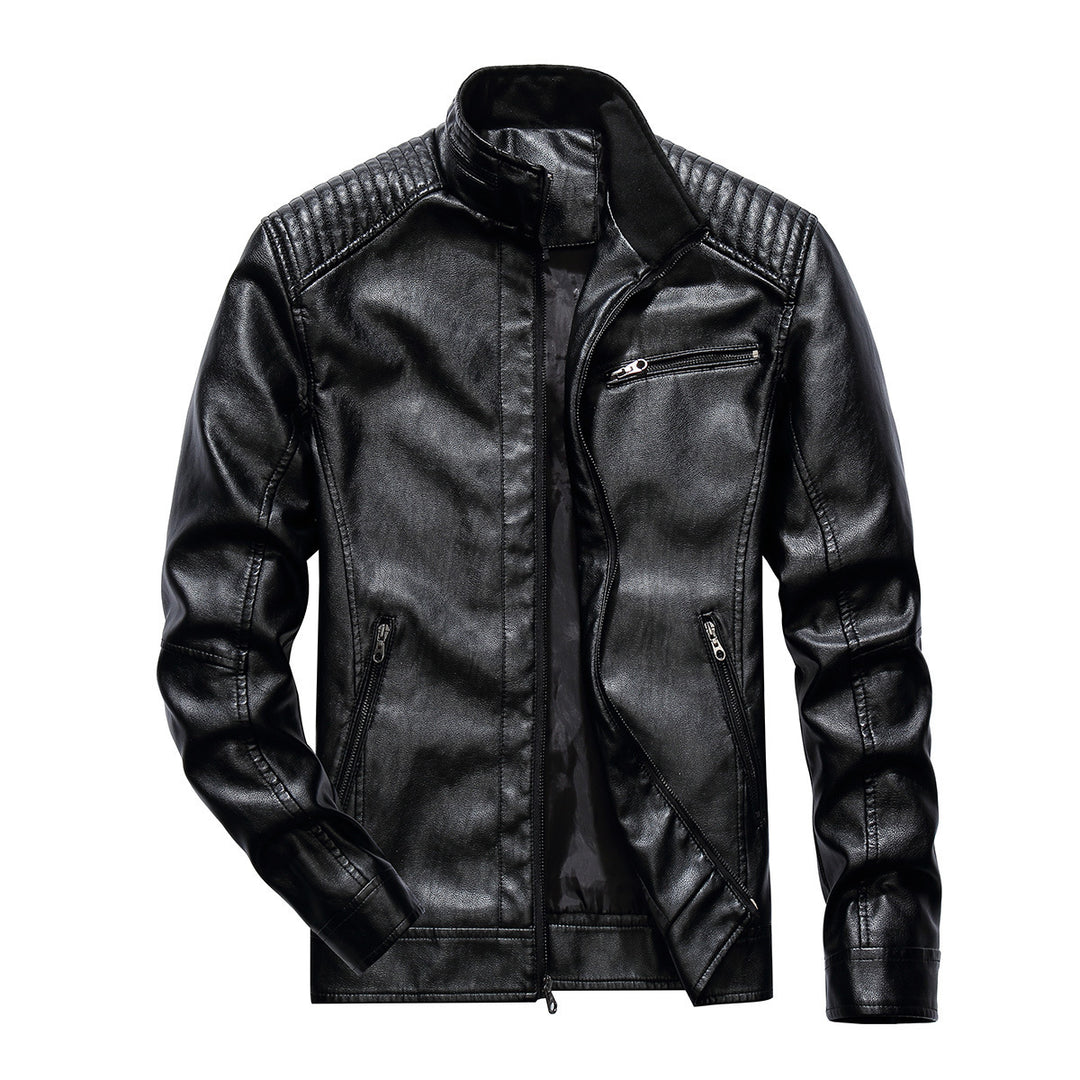 Herren Kunstleder Bikerjacke mit modernen Steppdetails Echoarchiv