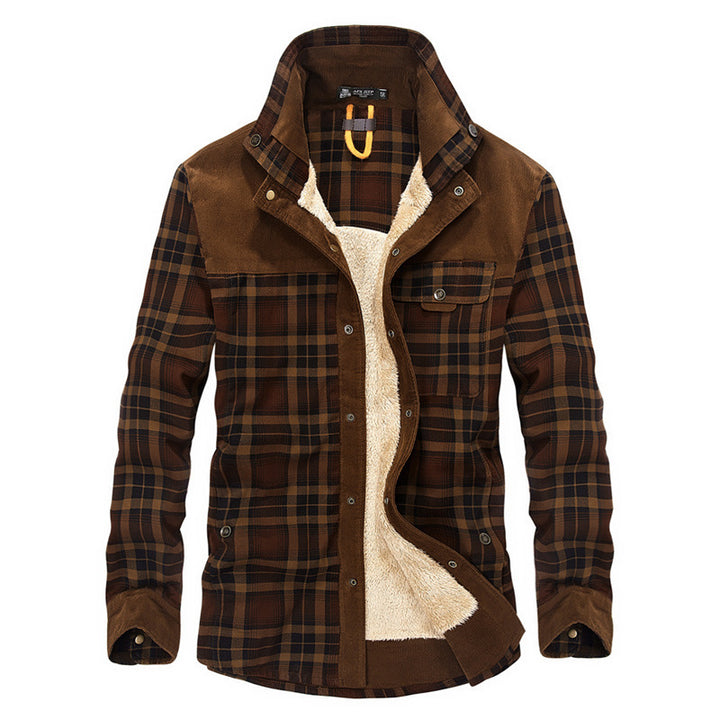 Herren Flanelljacke mit warmem Sherpa-Innenfutter und modischem Karomuster Echoarchiv