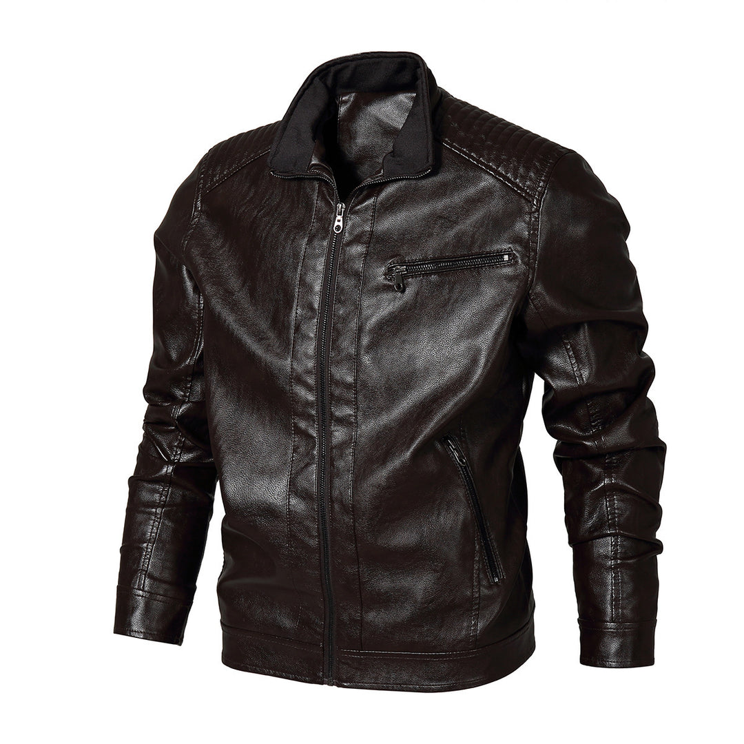 Herren Kunstleder Bikerjacke mit modernen Steppdetails Echoarchiv