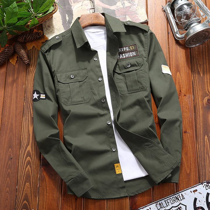 Herren Utility-Fieldhemd mit Brustpattentaschen und aufrollbaren Ärmeln – Arvello