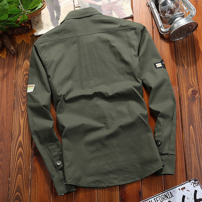 Herren Utility-Hemdjacke aus leichtem Baumwollcanvas mit Rollärmeln und Brustpattentaschen Echoarchiv