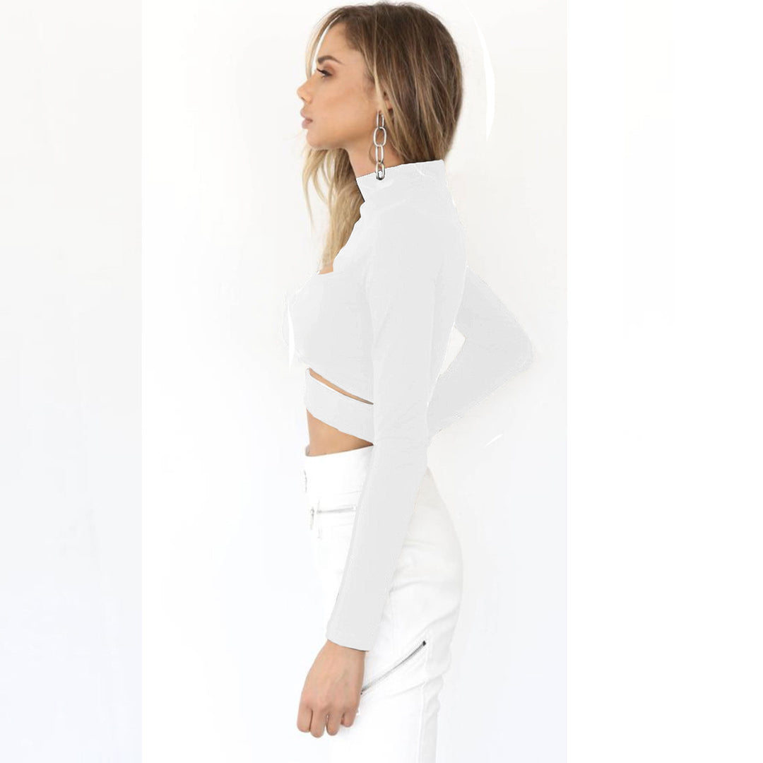 Damen Crop Top mit hochgeschlossenem Kragen und Cut-Outs Echo Archiv