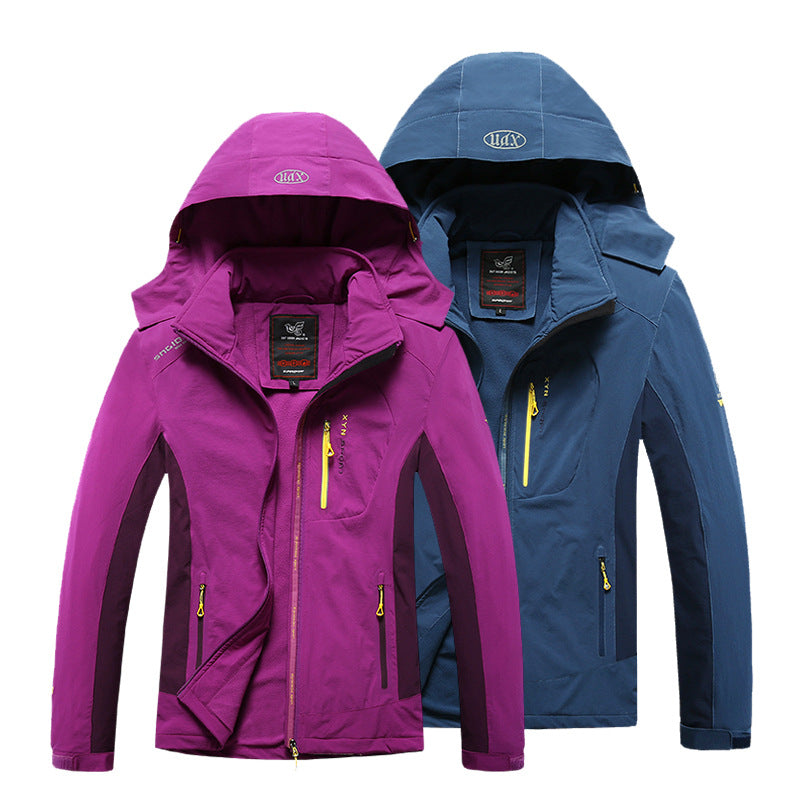 Damen Wasser- und winddichte Softshell-Trekkingjacke mit verstellbarer Kapuze Echoarchiv